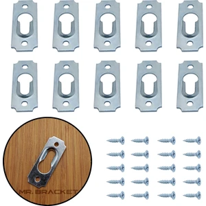 10 Ad. Gizli Çerçeve Askısı Bombeli Dar Model - Metal Tablo Askı Aparatı - Vidalı Resim Asma Kancası