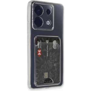 Bilişim Akademi Kartlıklı Kılıf Xiaomi Redmi Note 13 Pro 5g Kart Koymalı  Şeffaf Silikon - Şeffaf