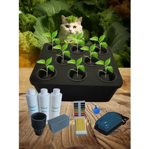 TarımSuda Topraksız Tarım Mini Set Siyah Hidroponik Set Suda Tarım Hobi Seti