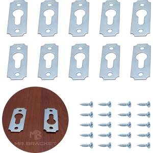10 Ad. Çerçeve Askısı Düz Dar Model - Metal Tablo Askı Aparatı - Vidalı Fotoğraf Resim Asma Kancası