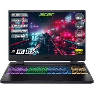 Nitro 5 AN515 Intel Core i7 12650H 8GB 1TB SSD RTX4060 Freedos 15.6'' IPS Taşınabilir Gaming Bilgisayar NH.QM0EY.00B