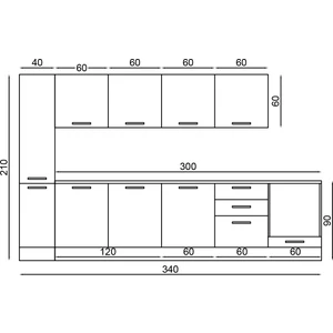 Fly Mobilya 340 cm Filipa Ank Modüllü ve Boy Dolaplı Mutfak