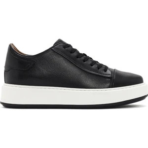 Erkek Siyah Bağcıklı Kalın Tabanlı Deri Sneaker 25SFD610618