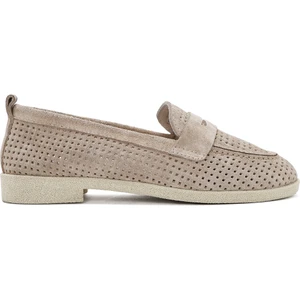 Kadın Bej Süet Deri Loafer 25SFD510410