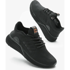Tonny Black Unisex Siyah Poli Taban Bağcıklı Triko Spor Ayakkabı
