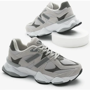 Tonny Black Unisex Gri Poli Taban Anorak Desenli Yüksek Taban Bağcıklı Spor Ayakkabı