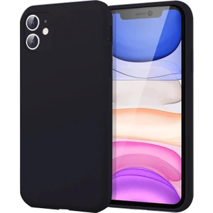 Bilişim Akademi Apple iPhone 11 Kılıf Slikon Kılıf Düz Renk Kılıf Koruyucu Kılıf - Siyah