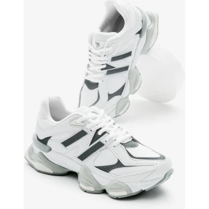 Tonny Black Unisex Beyaz Poli Taban Anorak Desenli Yüksek Taban Bağcıklı Spor Ayakkabı