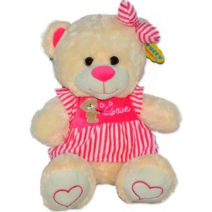 08334 Peluş Ayı Oturan Çizgili Elbiseli 40 Cm