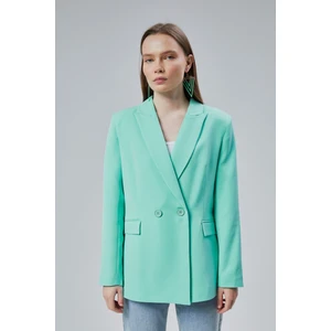 Kadın Salaş Kesim Astarlı Dokuma Blazer Ceket