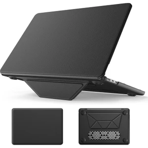 Apple MacBook Pro 14 M4 Çipli 2024 Katlanabilir Standlı Deri Görünümlü Business Design Kapak Kılıf A3112 A3185 A3401