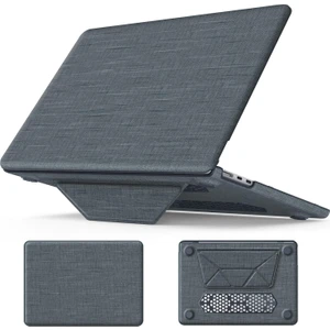 Apple MacBook Air 13.6 M3 2024 Katlanabilir Standlı Kumaş Görünümlü Business Design Kapak Kılıf A3113