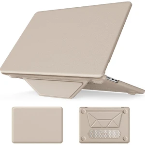 Apple MacBook Air 13.6 M2 Çipli 2022 Katlanabilir Standlı Deri Görünümlü Business Design Kapak Kılıf A2681