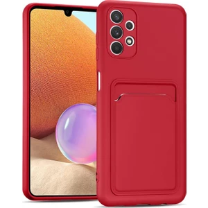 Samsung Galaxy A72 Için Kılıf Kamera Korumalı Kartlıklı Yumuşak Kadife Slikon Kartvizit Kapak