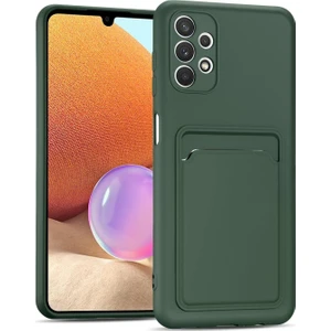 Samsung Galaxy A73 Için Kılıf Kamera Korumalı Kartlıklı Yumuşak Kadife Slikon Kartvizit Kapak