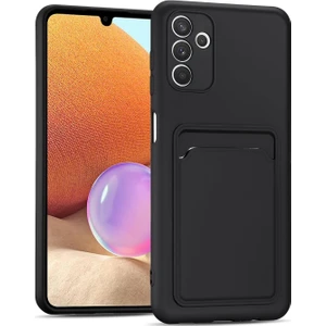 Samsung Galaxy A72 Için Kılıf Kamera Korumalı Kartlıklı Yumuşak Kadife Slikon Kartvizit Kapak