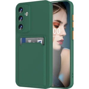 Samsung Galaxy A16 Uyumlu Kılıf Kamera Korumalı Kartlıklı Yumuşak Içi Kadife Slikon Kartvizit Kapak