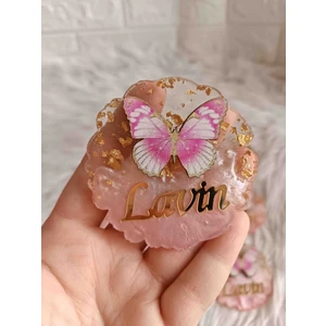 10 Adet Pembe Epoksili Kelebek Figürlü Magnet Yenidoğan Doğum Günü Mevlüt Hediyelikleri