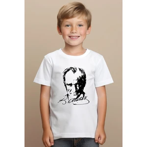 Atatürk Baskılı Beyaz Çocuk Tişört