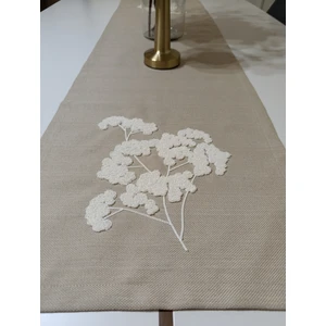 Nunu Teks Punch Nakışlı Runner | Tomurcuk Desenli Runner | Keten Runner | 38 x 130  cm