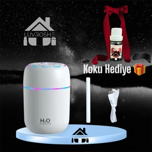 YENİ H2o Çiçek Desenli +1 flitre ve +1  Koku Hediyeli Hava Nemlendicirisi Gecel LAmbası Ortam hava Yumusatıcı  humudifier Hava Nemlendirici buhar makinası 250 ml