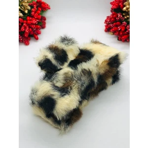 Leopar Tüylü Dikdörtgen Peluş Mandal Toka Kıskaçlı Saç Tokası