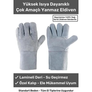 Premium Yanmaz Yüksek Isıya Sıcaklığa Dayanıklı Kaynak Yangın Su Geçirmez Çok Amaçlı Deri Eldiven