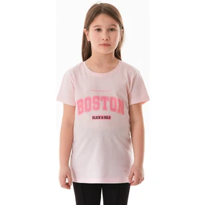 %100 Pamuk Boston Yazı Baskılı Kız Çocuk Tişört