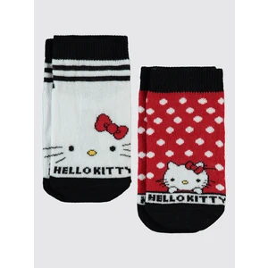 Hello Kitty Kız Çocuk 2'li Patik Çorap 2-12 Yaş Siyah