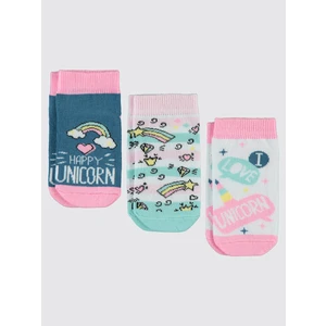 Civil Girls Kız Çocuk 3'lü Patik Çorap 2-12 Yaş Pembe