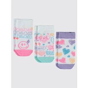 Civil Girls Kız Çocuk 3'lü Patik Çorap 2-12 Yaş Beyaz