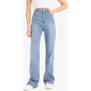 Slim Flare Yüksek Bel Düz Paça Uzun Jean Pantolon D7974AX25SP