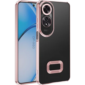 Oppo A60  Kılıf Logo Gösteren Parlak Kenarlı Kamera Lens Korumalı Şeffaf Omega Silikon Kapak