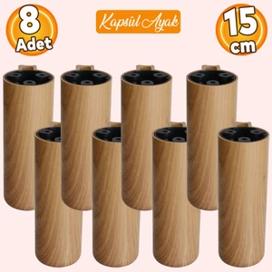 Kapsül Bohem Açık Ceviz 15 cm Mobilya Kanepe Koltuk Baza Yükseltici Yükseltme Ayağı Ayakları 8 Adet