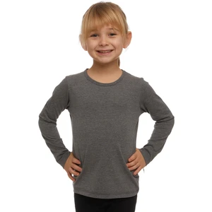 Buz Gri Basic Mevsimlik Likralı Uzun Kollu Kız Çocuk Tişört