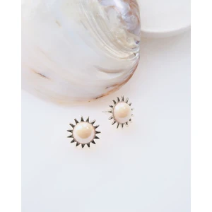 Gümüş Renk Sedef Taşlı Güneş Küpe