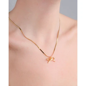 Altın Kaplama Fiyonk Detaylı İtalyan Zincir Çelik Kolye