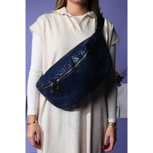Venta Lacivert Örgü Kadın Büyük Bel Çantası