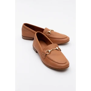 Trexıe Taba Cilt Deri Tokalı Kadın Loafer Ayakkabı