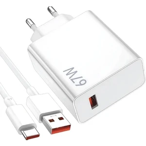 Honor Magic V Flip Uyumlu Şarj Aleti Type-C 67W Hızlı Şarj (Supercharge) Adaptörü + Kablo