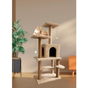 Y01 Salıncaklı Yuvalı Lüx Kedi Tırmalama Oyun Evi