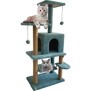 Y01 Salıncaklı Yuvalı Lüx Kedi Tırmalama Oyun Evi
