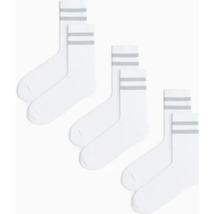 Mem Socks 3'lü Havlu Taban (Tabanı Kalın) Dikişsiz Boğazı Lastik Örgülü Triko Tenis Çorabı