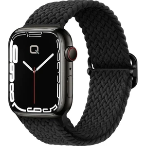 Apple Watch Series SE/10/9/8/7/6/5/4/3 Uyumlu 42mm-41mm-40mm-38mm Ayarlanabilir Tokalı Örgü Kordon Siyah