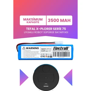 Tefal X-Plorer Serie 75 Uyumlu Batarya (MAKSİMUM KAPASİTE) 3500MAH Pil Robot Süpürge Bataryası