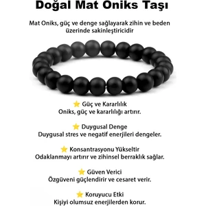 Mat Siyah Oniks Doğal Taş Bileklik