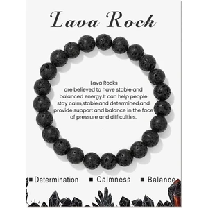 Lav Taşı ve 925 Ayar Gümüş Doğal Taş Bileklik – Kök Çakra Yeniden Doğuş Koleksiyonu, Enerji Dengeleyici