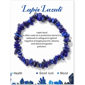 Doğaltaş Lapis Luzili Ipli Ayarlanabilir Charm Bileklik Şık Enerji Stres Başarı Bilekliği