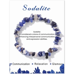 Doğaltaş Sodalit Taşı Ipli Ayarlanabilir Charm Bileklik Şık Enerji Stres Başarı Bilekliği