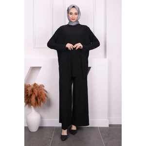 İmaj Butik Siyah Piliseli Sandy Tunik Pantolon Takım